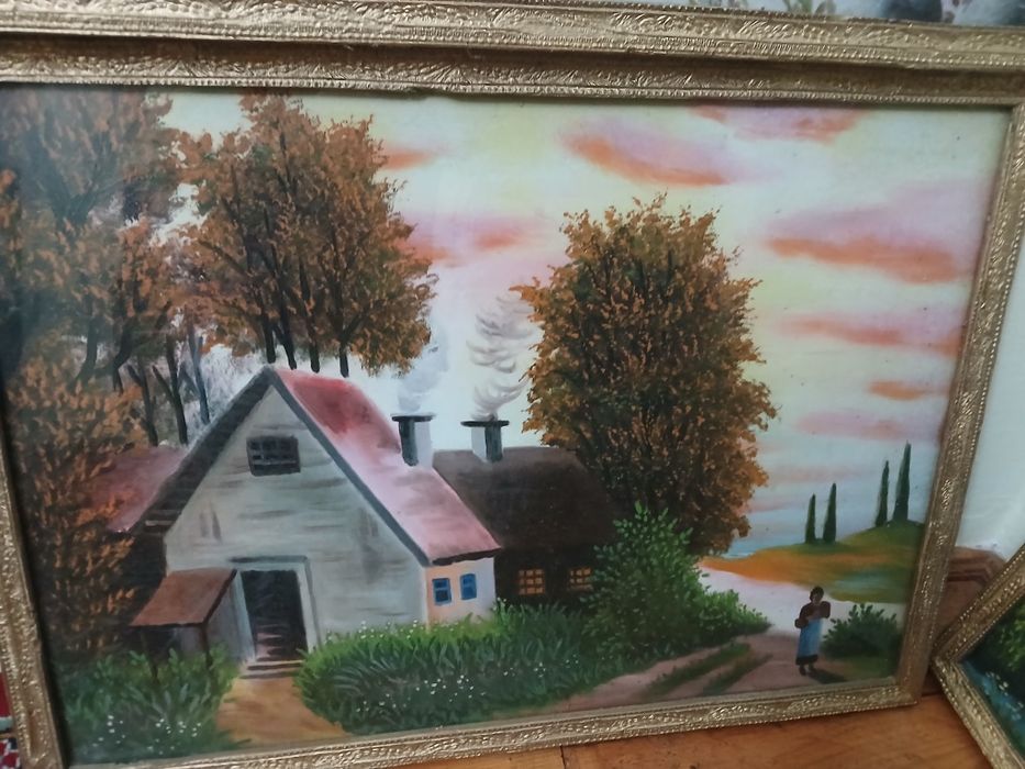 4 tablouri an ulei,aprox.anii 1950,