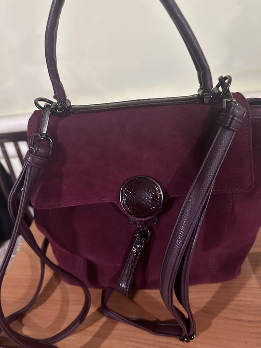 Сумка рюкзак удобная компактная  кожа замш