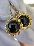 Cercei Aur 14K Cu Onix Negru Cabochon Unicat