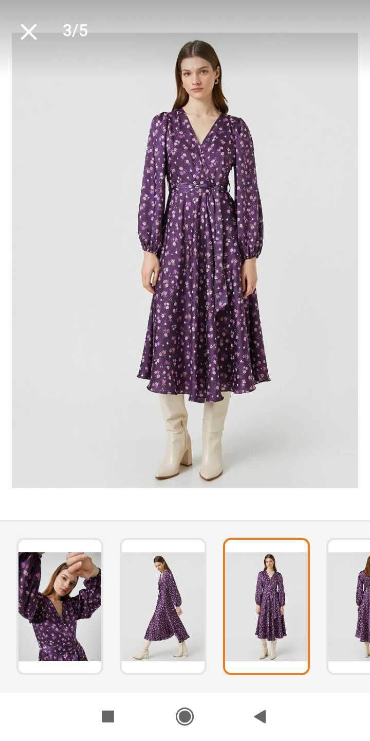 Фиолетовое сатиновое платье, KOTON .доставка из Турции в теч. недели