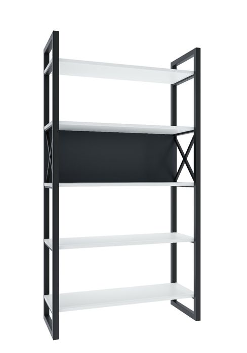 Raft metalic modern cu 4 polițe – negru și alb