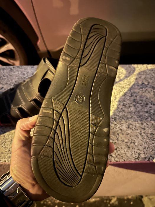 Sandale barbati noi, piele, nepurtate