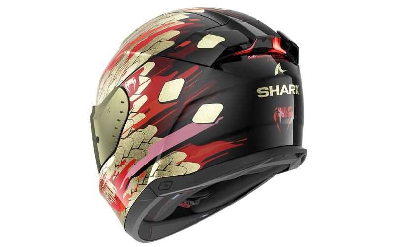 Мото каска SHARK SKWAL i3 VENUM Black Red Gold,очила,Led светлини!