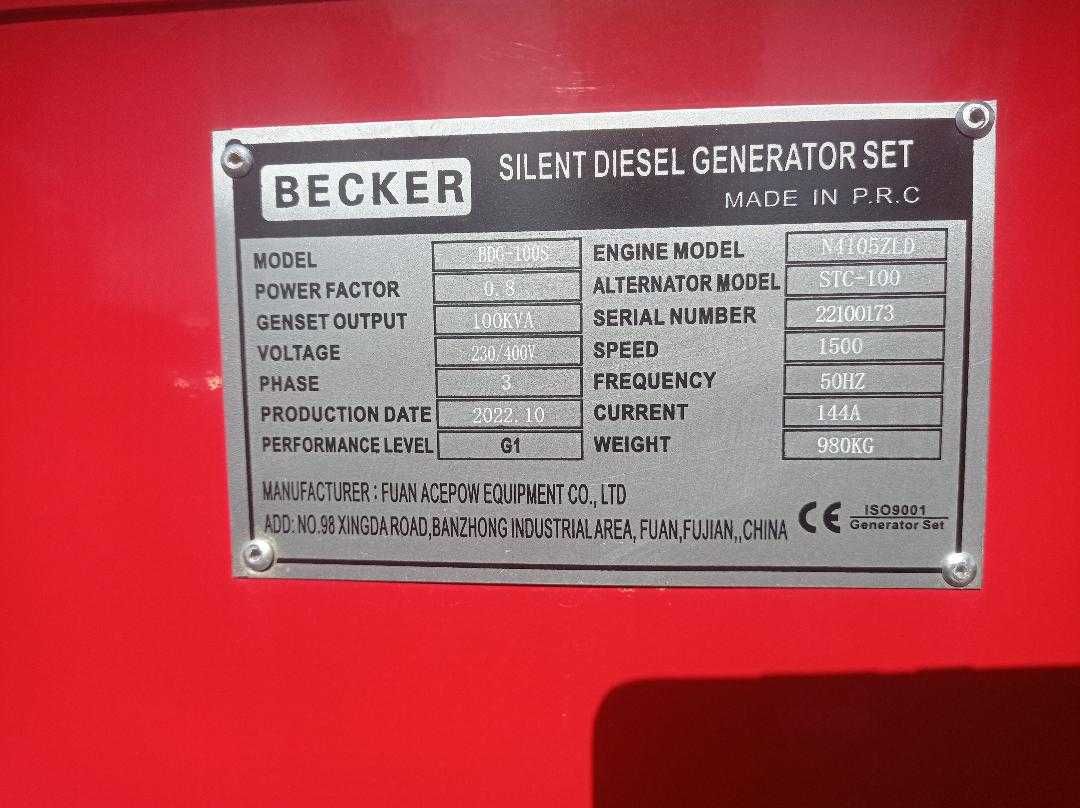 Generator Becker 100Kva nou automatizare