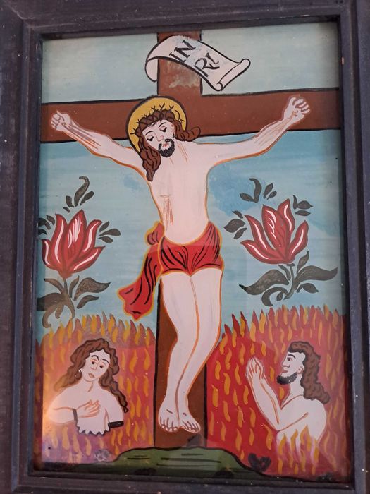 icoana tablou pictura pe sticla 27,5/20,5 cm