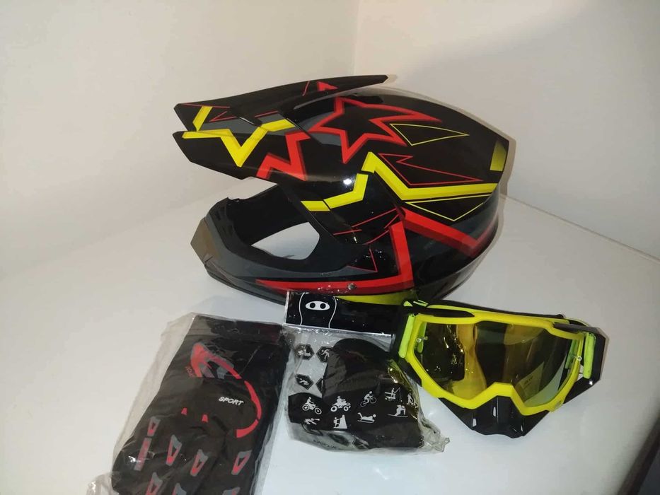 Casca Cross pentru Trotineta Electrica  ++Ochelari+Manusi+Cagula