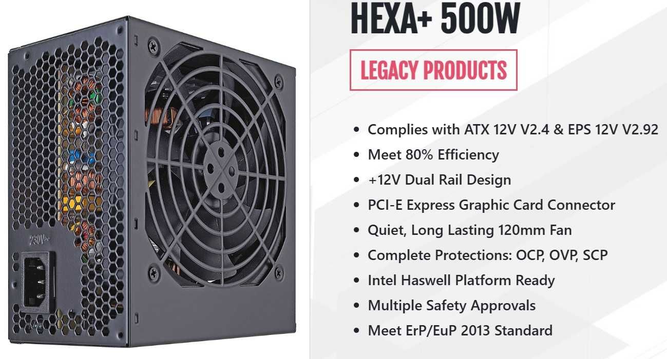 Захранване PSU FSP HEXA+ 500W 80+
