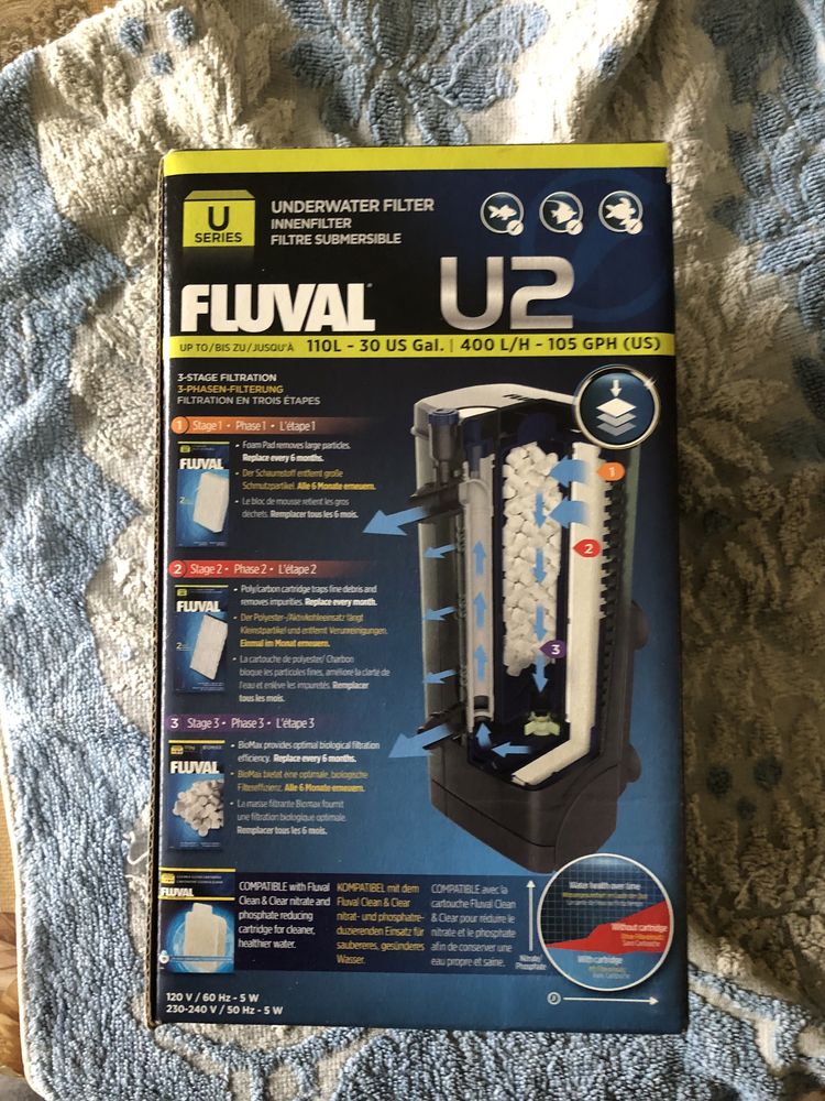 Вътрешен филтър Fluval U2 (перфектно състояние-използван е 1 месец)