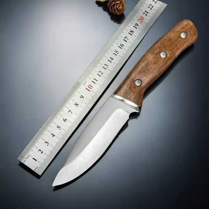 Cutit Buck Outdoor, otel inoxidabil, maner lemn tranadafir,teaca piele