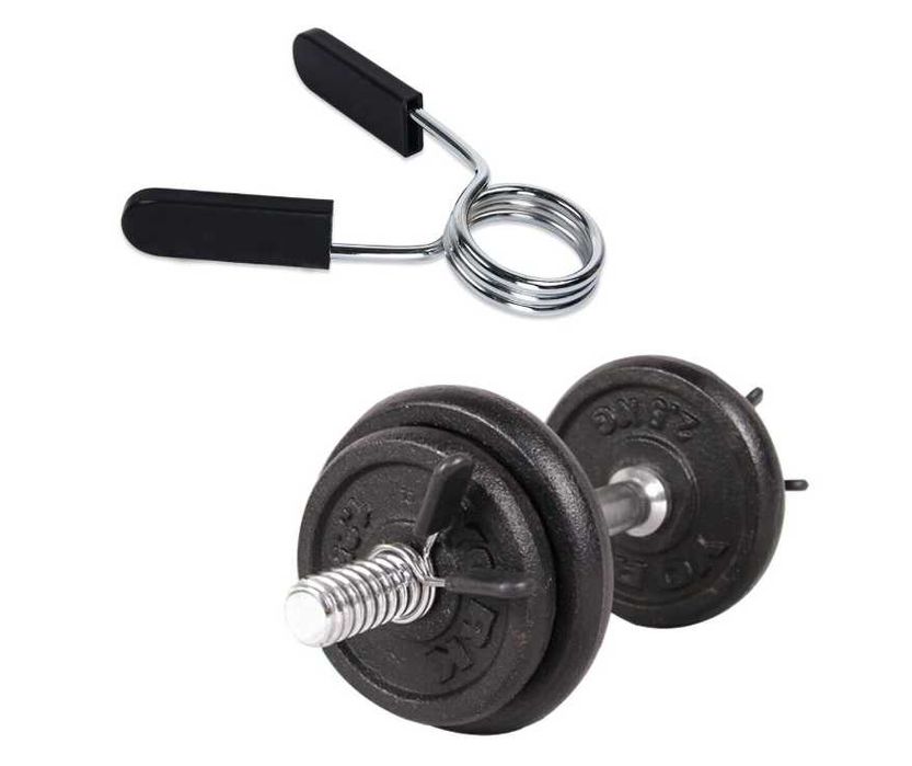 Bara de haltere de 140 cm, 30 mm, otel, crom,cu 2 cleme fixare incluse