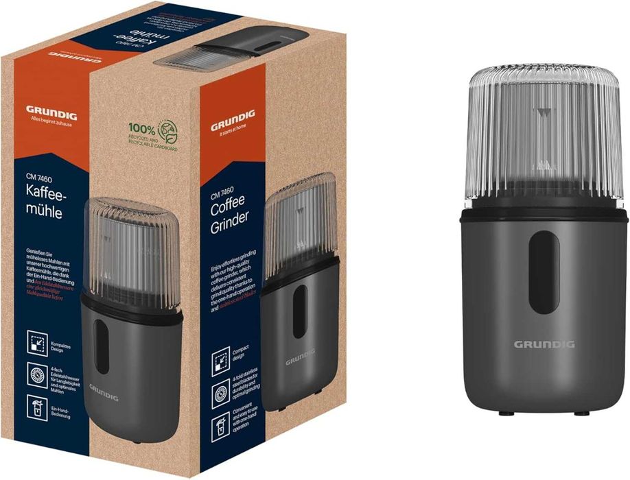 Кафемелачка Grundig CM7460,компактна,180W,чукова мелачка, до 55гр кафе