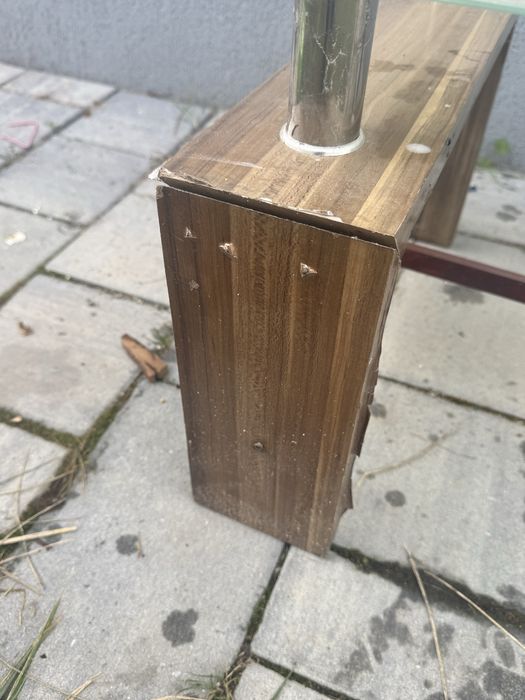 Masă de living din sticlă cu poliță, 110×60×50 cm