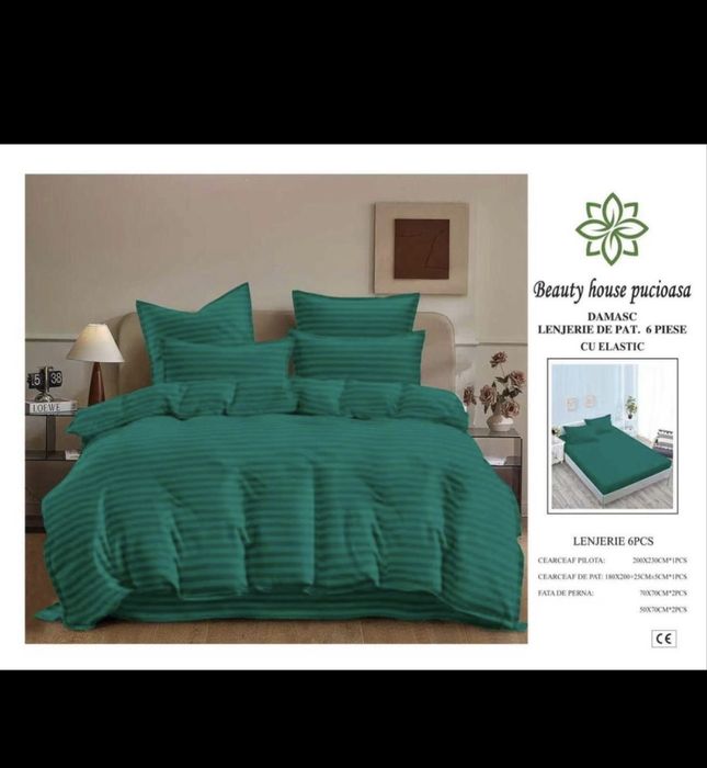 Lenjerii damasc 6 piese cu elastic