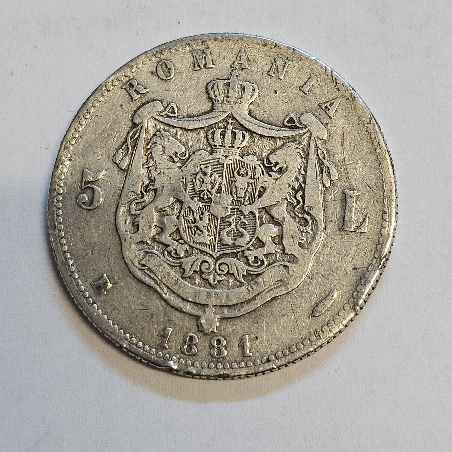 Moneda argint 5 lei 1881