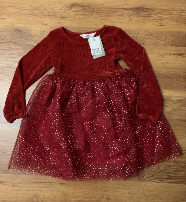 Rochita cu fusta de tulle rosie H&M 122/128, nou