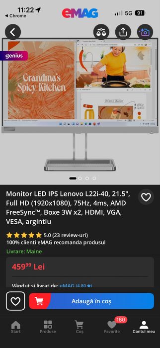 Vand monitor Lenovo L22i-40 Model: G22215FLO