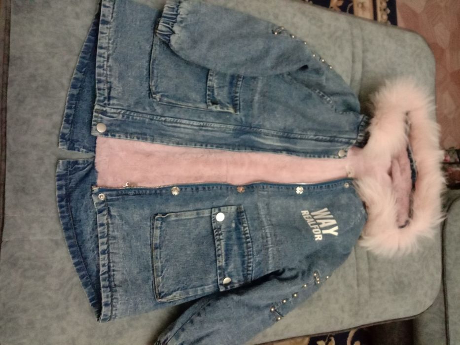 Джинсовая  меховая куртка