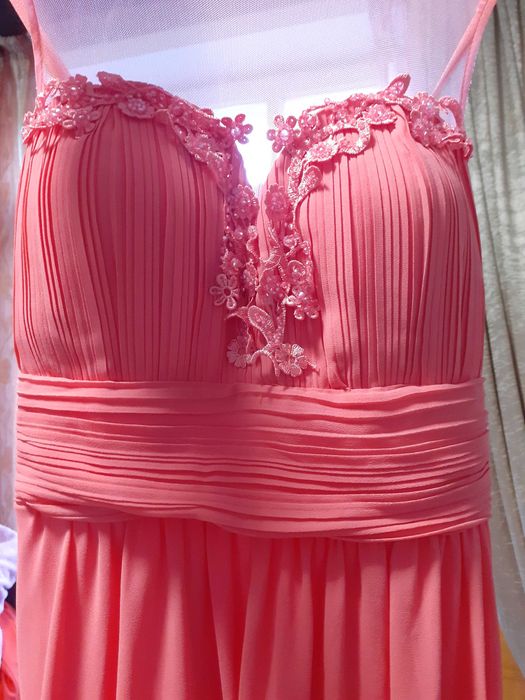 Rochie lunga, roz, de ocazie, mărimea S-M transport gratuit easybox