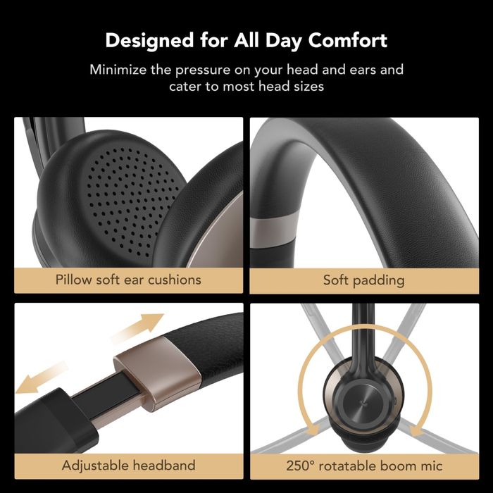 Căști Bluetooth NUROUM cu microfon, microfoane cu anularea zgomotului