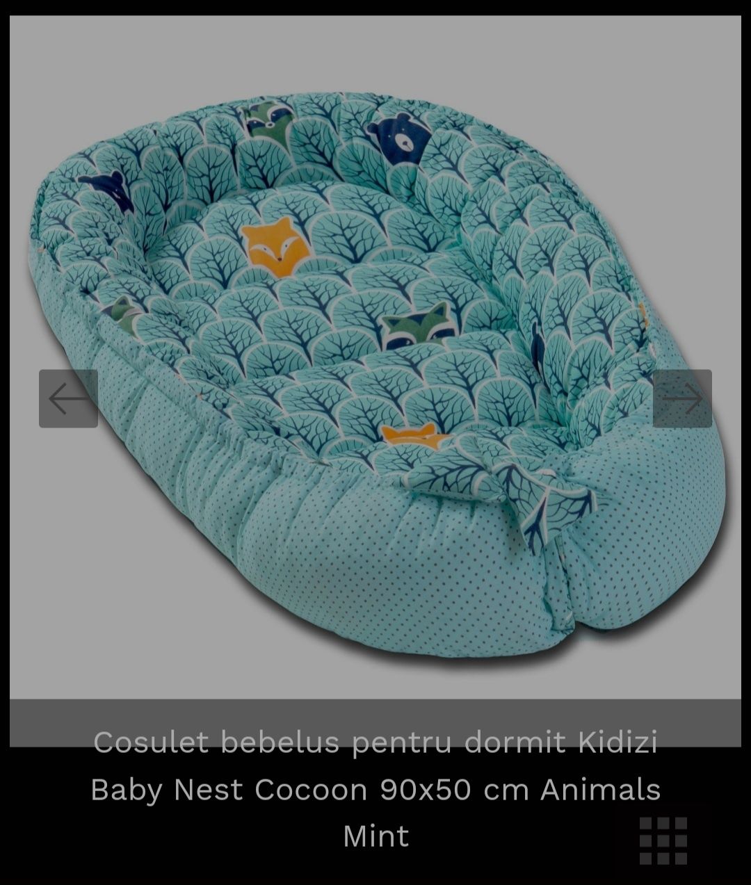 Coşuleț bebeluș pentru dormit Kidizi Baby Nest Cocoon 90×50 cm Animals
