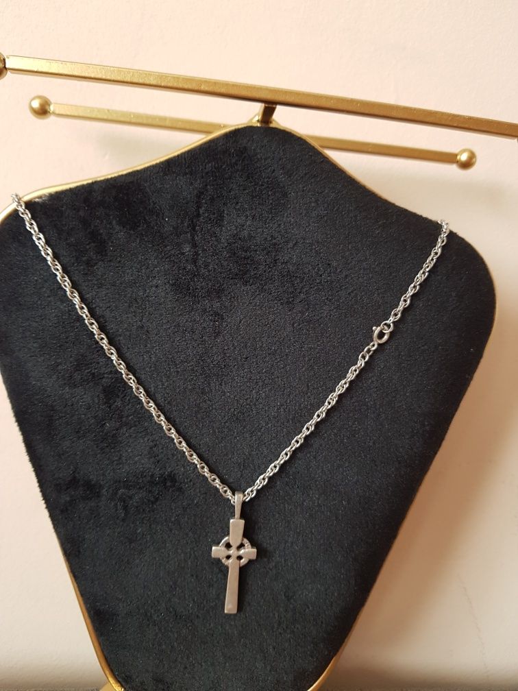 Lant vintage argint pandantiv crucea celtica obiect religios