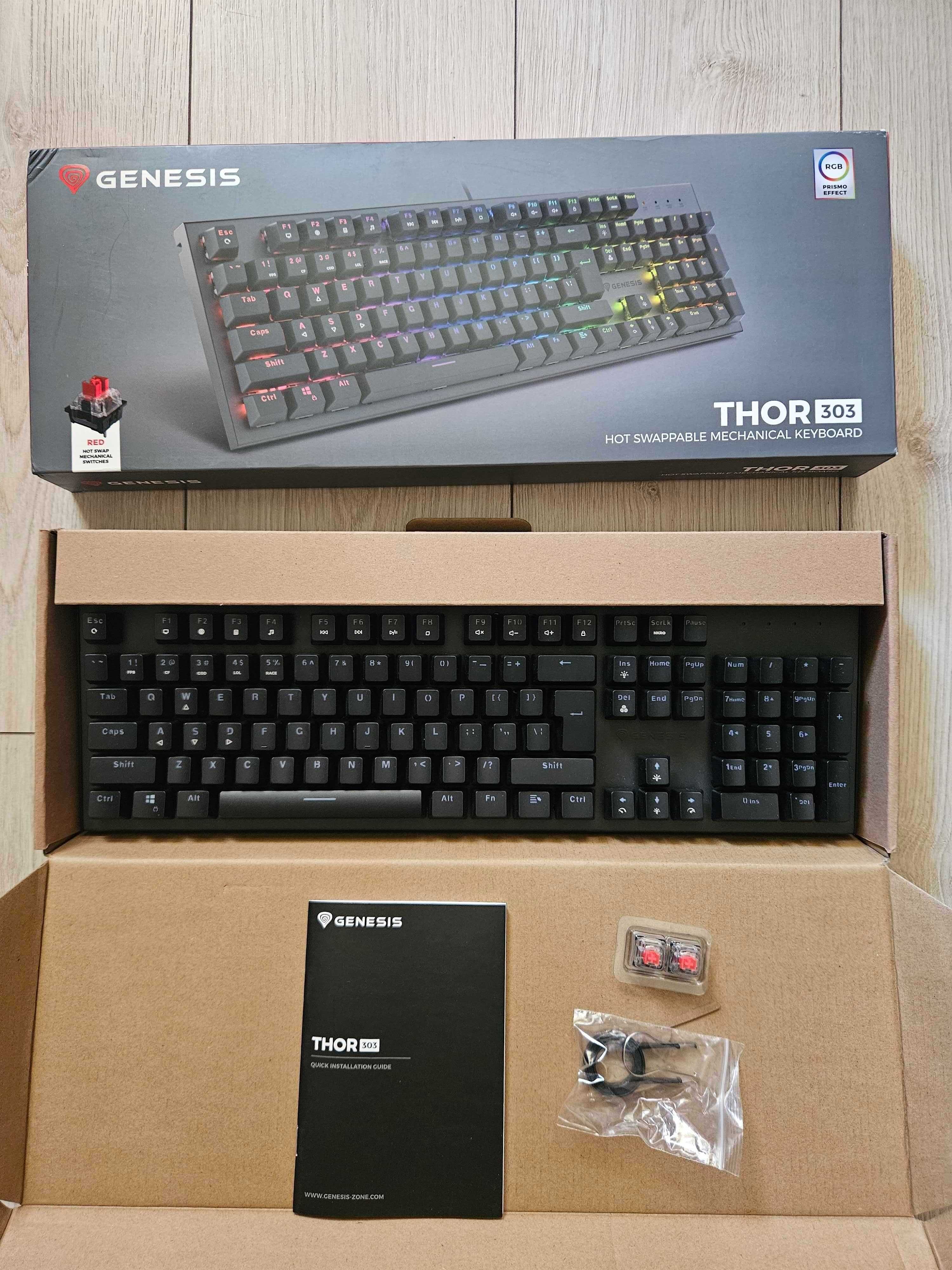 Механична клавиатура Genesis - Thor 303, Outemu Red, RGB, черна