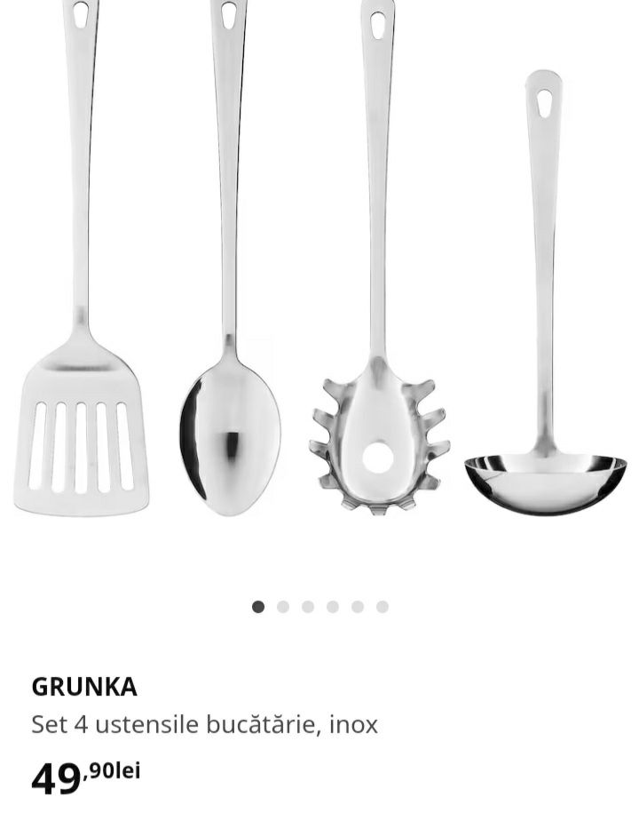 Set 4 ustensile bucatarie IKEA Grunka, inox