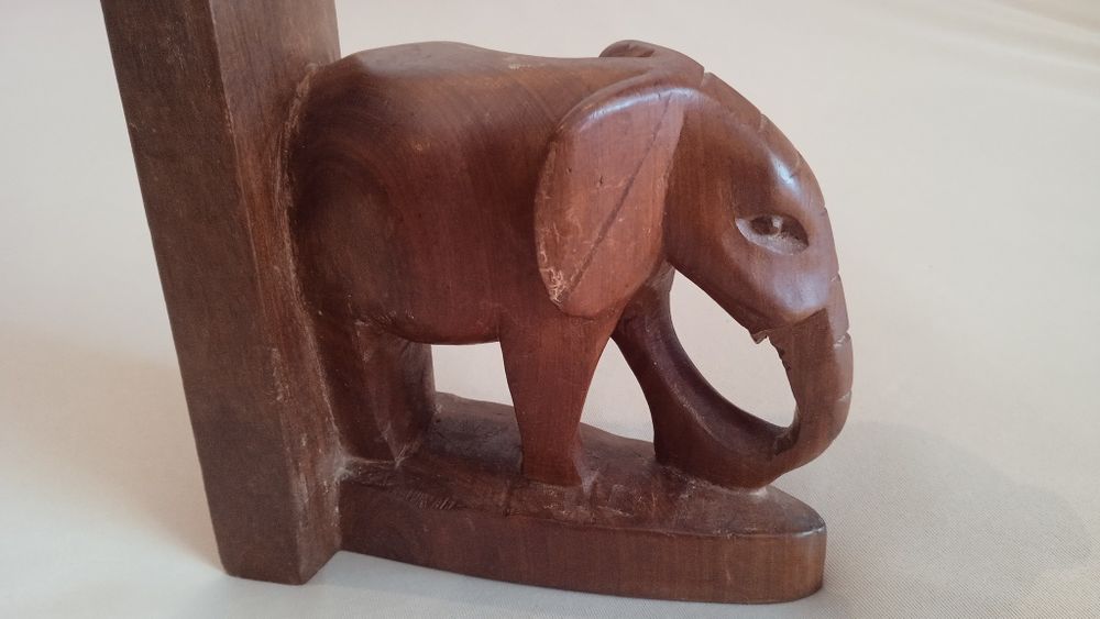Elefanti, suporti laterali de carti, vechi, din lemn de palisandru