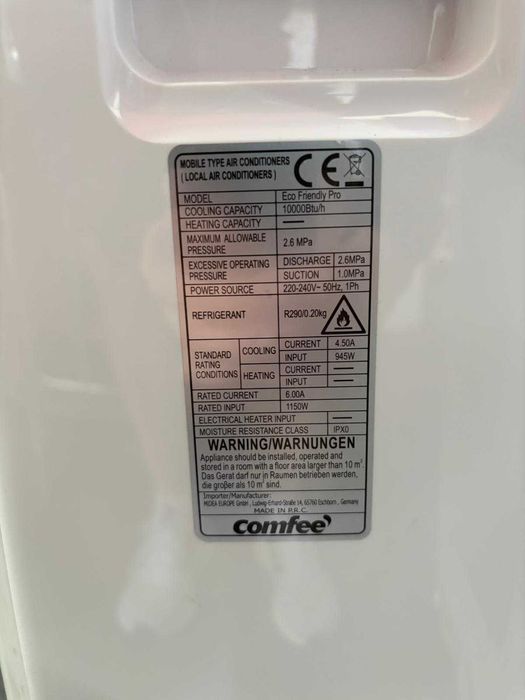 Aparat de aer condiționat mobil Comfee Eco Friendly Pro, 10.000 BTU