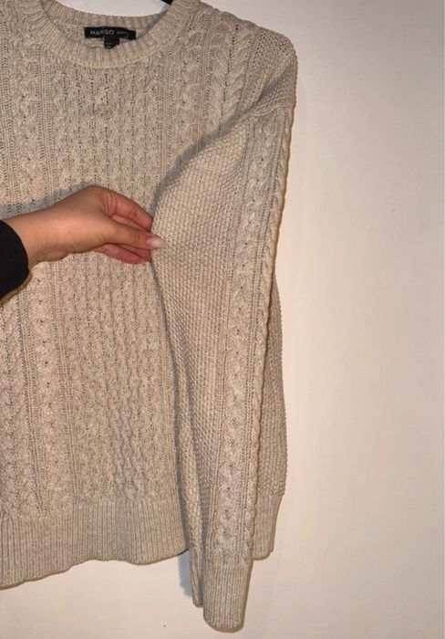 Pulover/bluza/swetear tricotat, bej,  Mango, S