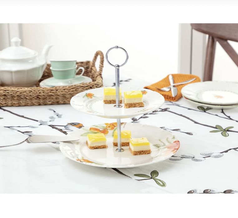 Shirinlik uchun tokcha va 6 dona desert plastinkalari to'plami