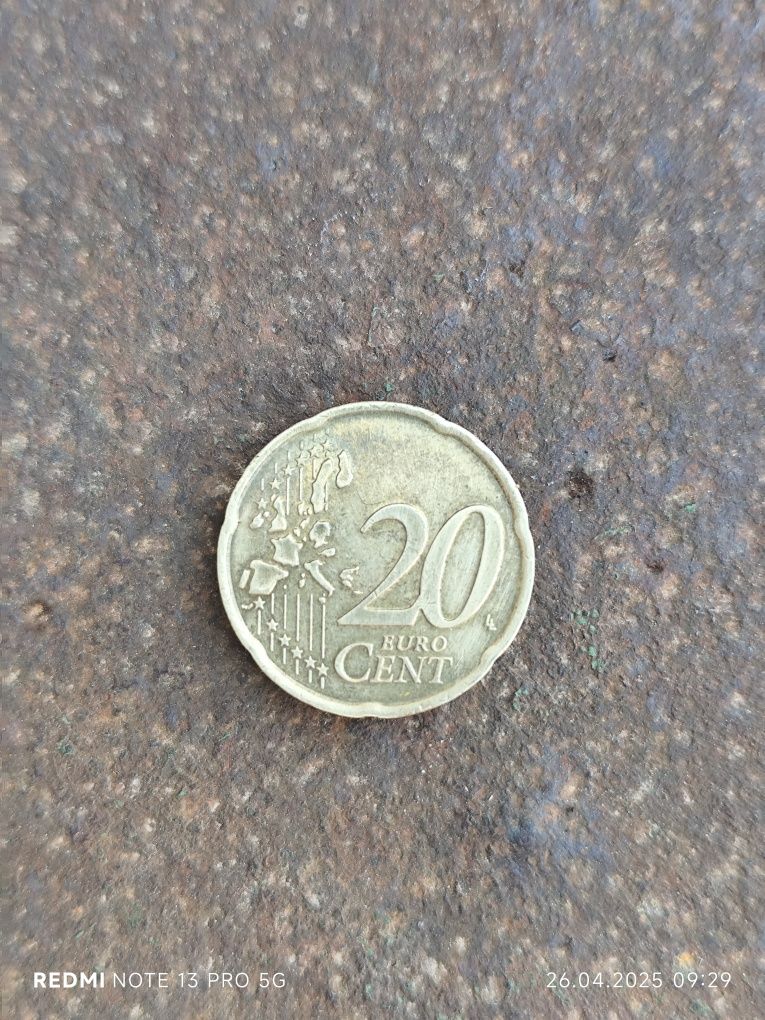 Монета 20 евро цента 2002г.Перфектна