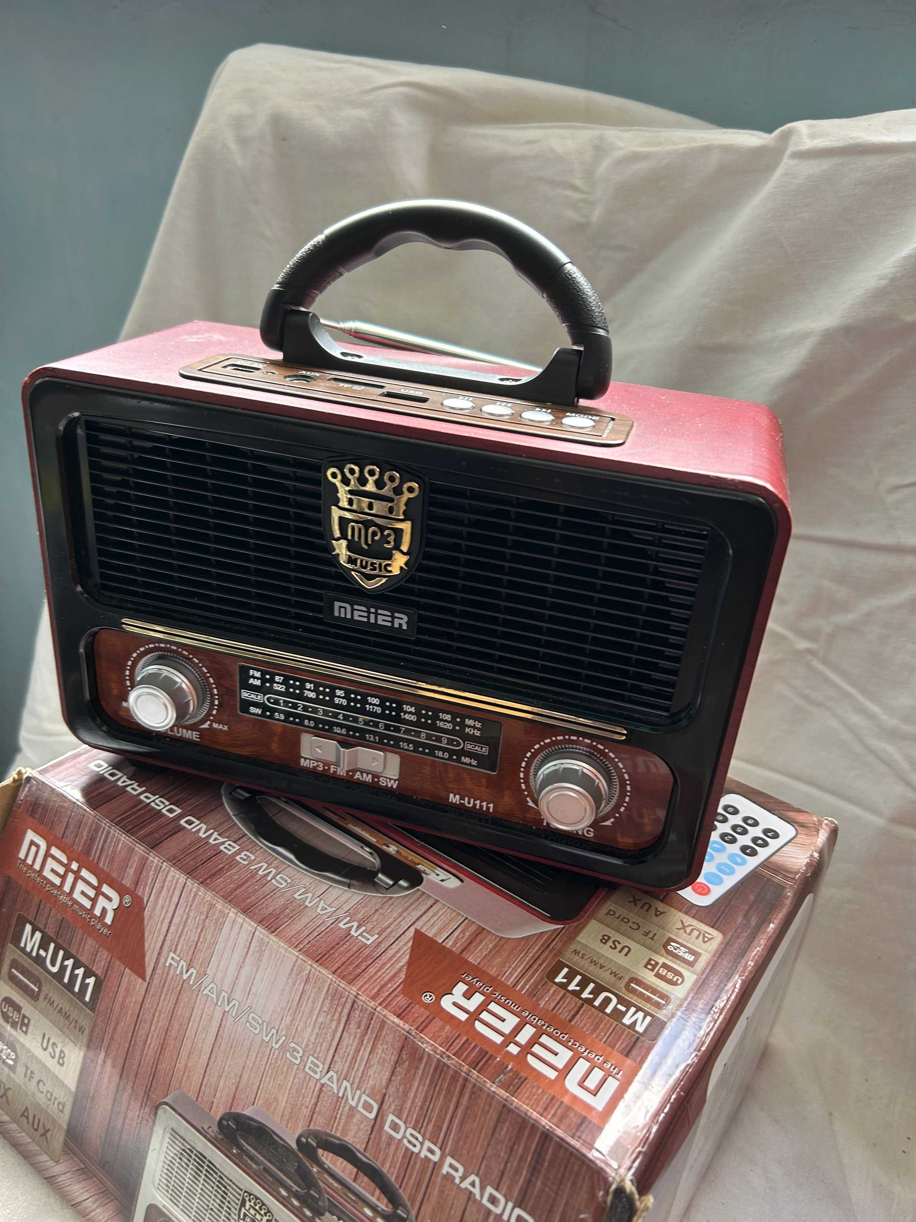Radio vintage portabil Meier NOU, USB, microSD, AUX