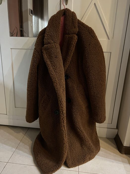 Кафяво палто каракул bershka