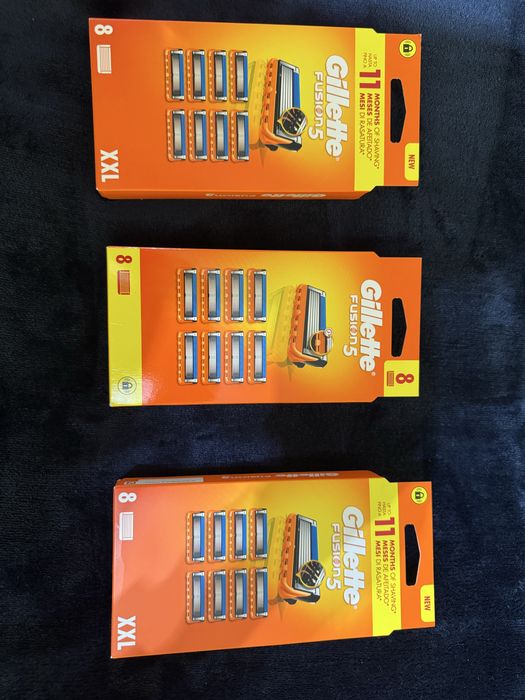 3 Pachete/Seturi x8 lame Gillette Fusion 5 portocaliu noi sigilate