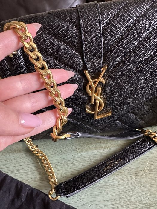 Черна кожена чанта YSL
