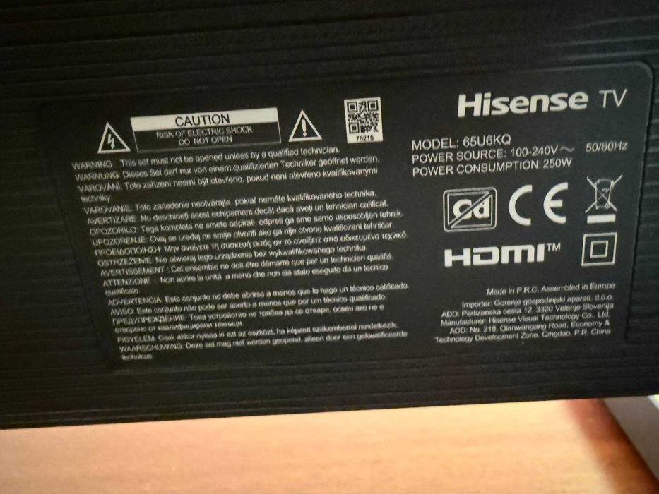 Телевизор HISENSE 65u6kq mini led qled smart tv