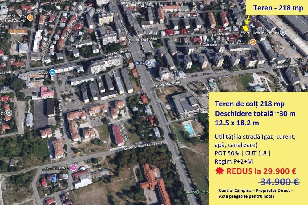 Teren colț Câmpina – Avans 18.000 € + Rate 600 €/lună