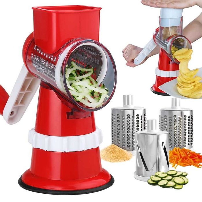 Feliator manual 3-in-1 cu manivela si 3 lame interschimbabile din inox