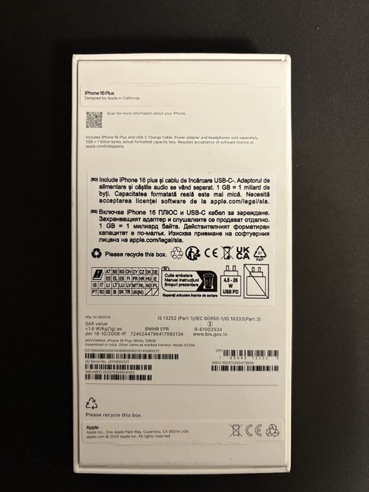 iPhone 16 Plus, White, 128gb Neverlocked nou.