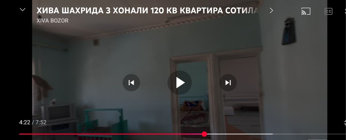 3 xonali kvartira sotiladi