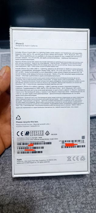 Apple 13 128 yengi 100% yomkost  ochib korilgan 2 sim imika bolgan