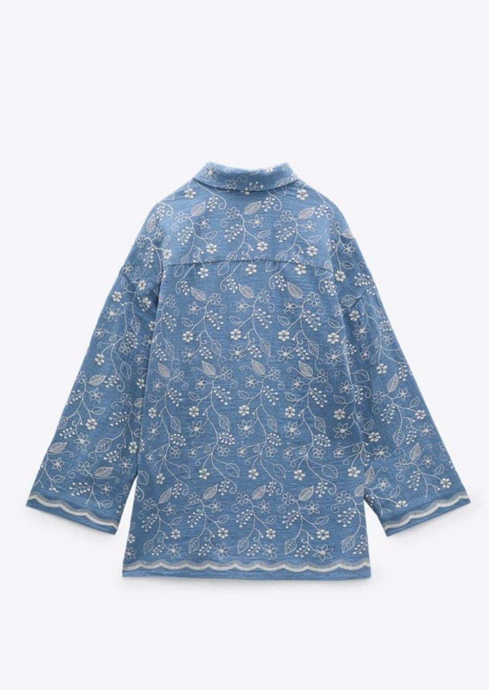 Zara риза с бродерии, плетен елек