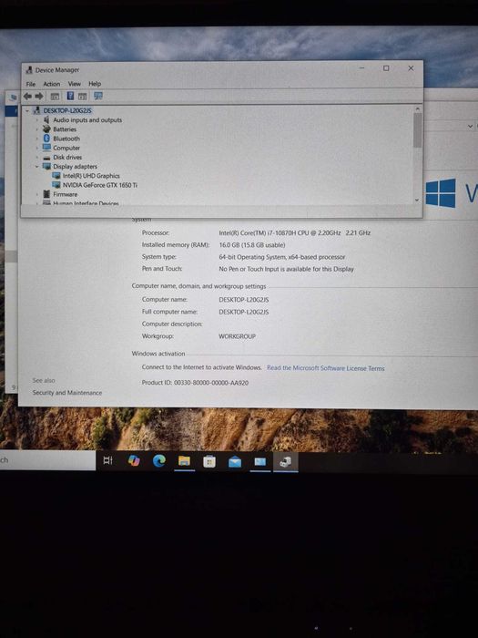 Laptop gaming Asus ROG Strix G15 Intel core i7 Geforce GTX 1650 ti