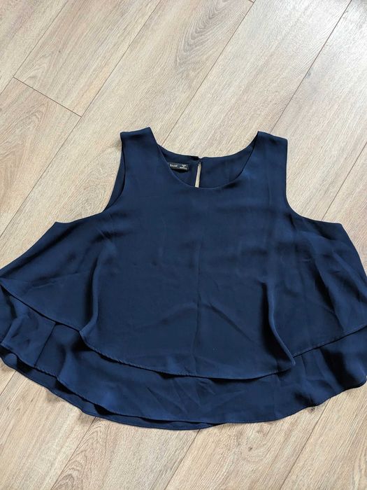 Zara M Bluza top tricou voal bleumarin office
