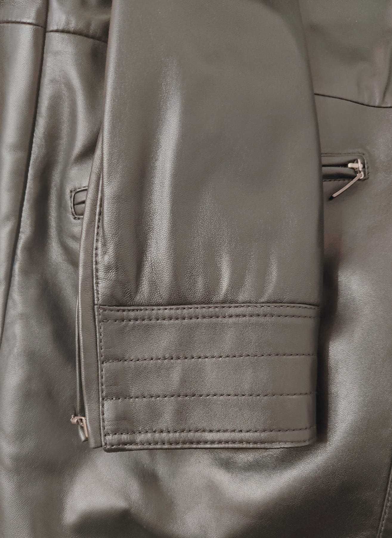 НОВО - Versace Collection - ЧЕРНО мъжко кожено палто от агнешка кожа