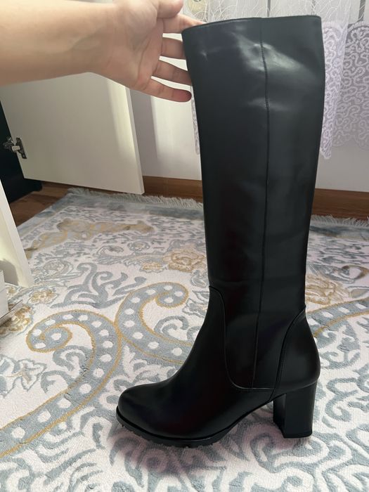 Зимние сапоги европейка из кожи