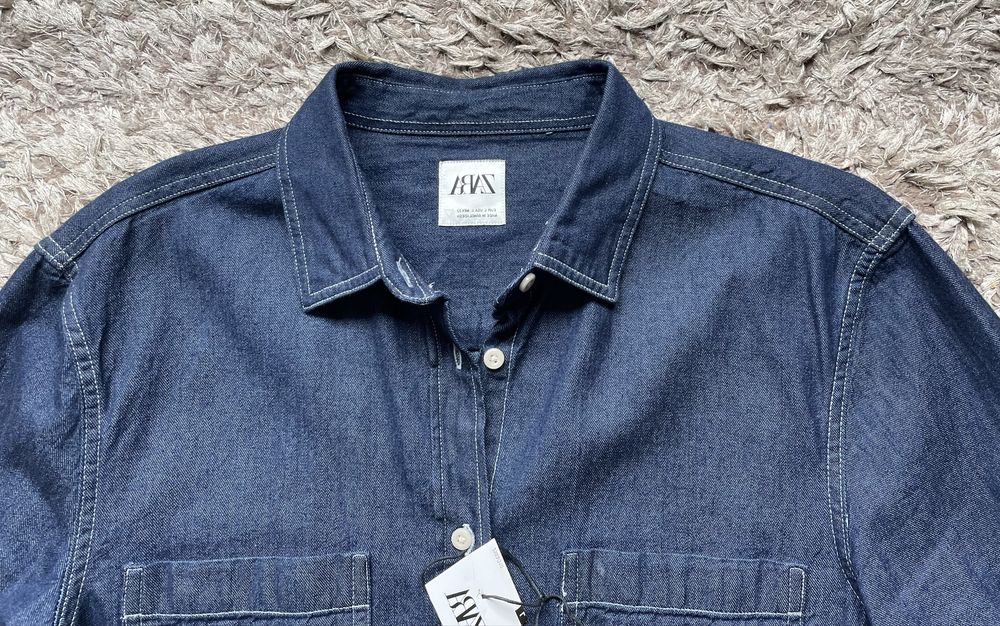 Camasa de blugi/denim Zara L bleumarin