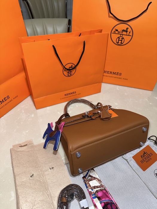 Geanta Hermes Kelly 28cm Maro/accesorii silver