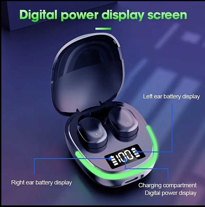 Безжични слушалки G9 Cool с LED дисплей и калъф за зареждане